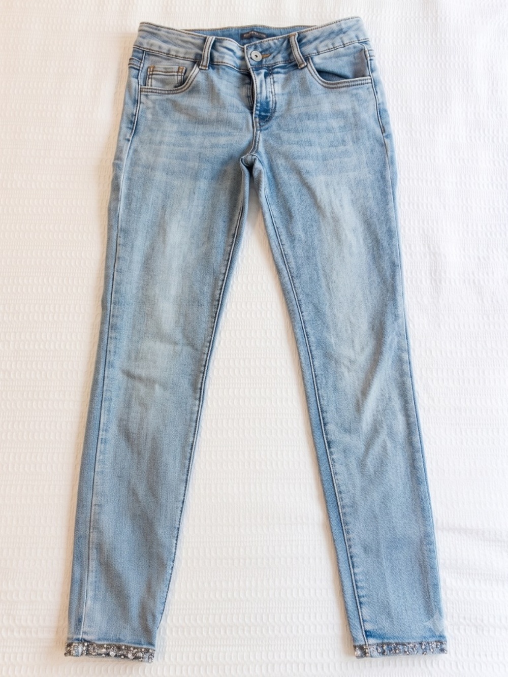 Toiké Rhinestone Hem Skinny Jeans - Size M / Fits Like S